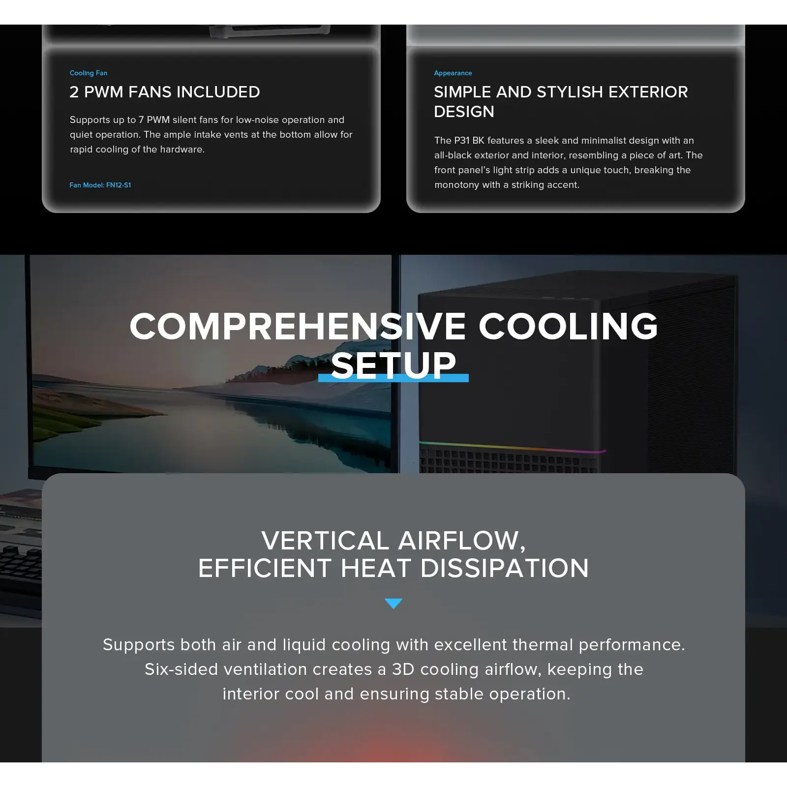 Корпус GAMEMAX комп'ютерний Midi ATX без блока живлення ATX,M-ATX,ITX,ABS ,Mesh,USB3.0x2,Type-C(Gen2) P31 BK UA