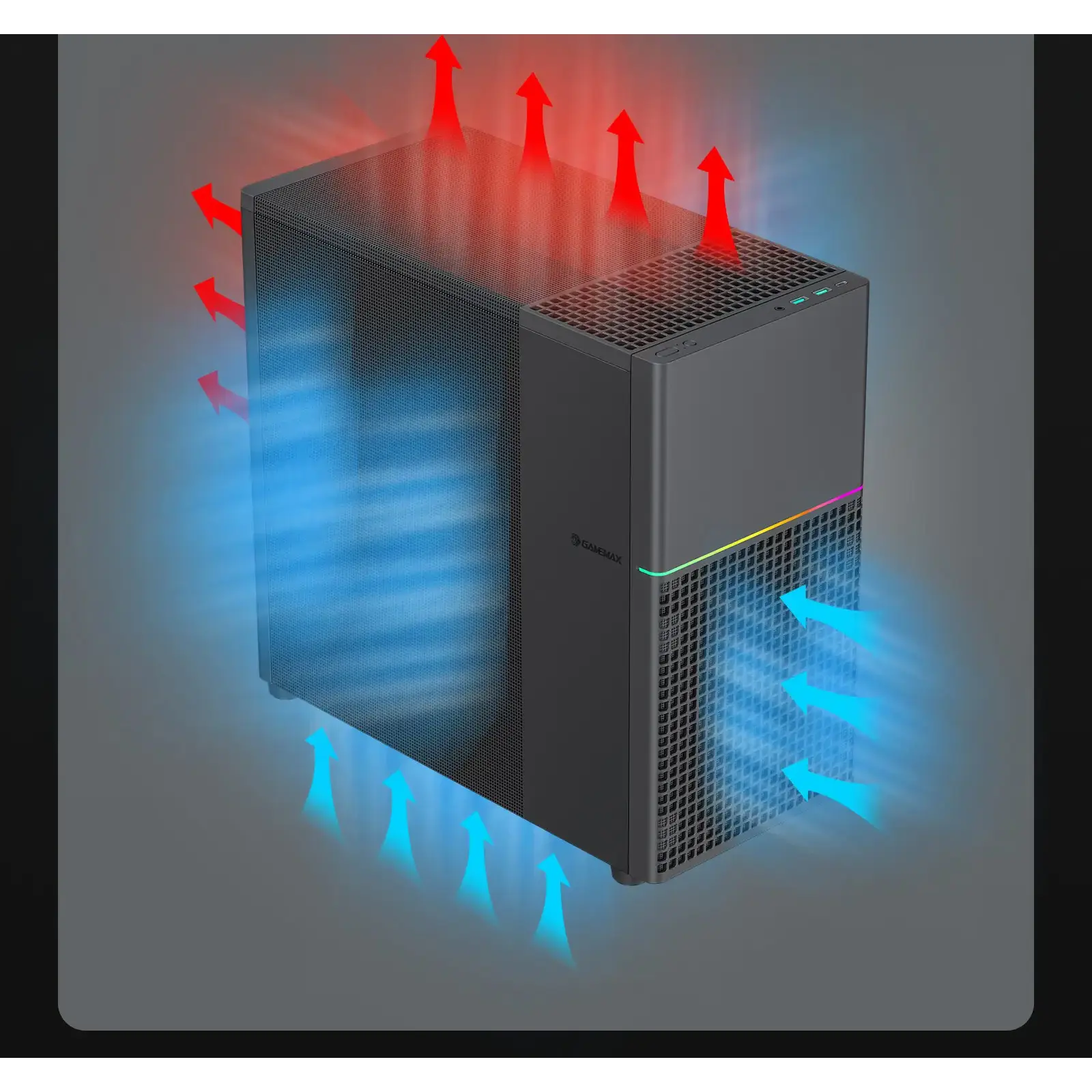 Корпус GAMEMAX комп'ютерний Midi ATX без блока живлення ATX,M-ATX,ITX,ABS ,Mesh,USB3.0x2,Type-C(Gen2) P31 BK UA