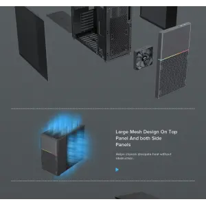 Корпус GAMEMAX комп'ютерний Midi ATX без блока живлення ATX,M-ATX,ITX,ABS ,Mesh,USB3.0x2,Type-C(Gen2) P31 BK UA