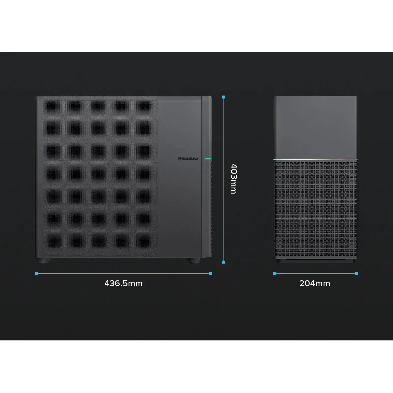 Корпус GAMEMAX комп'ютерний Midi ATX без блока живлення ATX,M-ATX,ITX,ABS ,Mesh,USB3.0x2,Type-C(Gen2) P31 BK UA