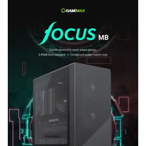 Корпус GAMEMAX комп'ютерний Mini Tower без блока живлення M-ATX, ITX,Tempered Glass,Mesh,USB2.0x1,USB3.0x1,T Focus MB UA