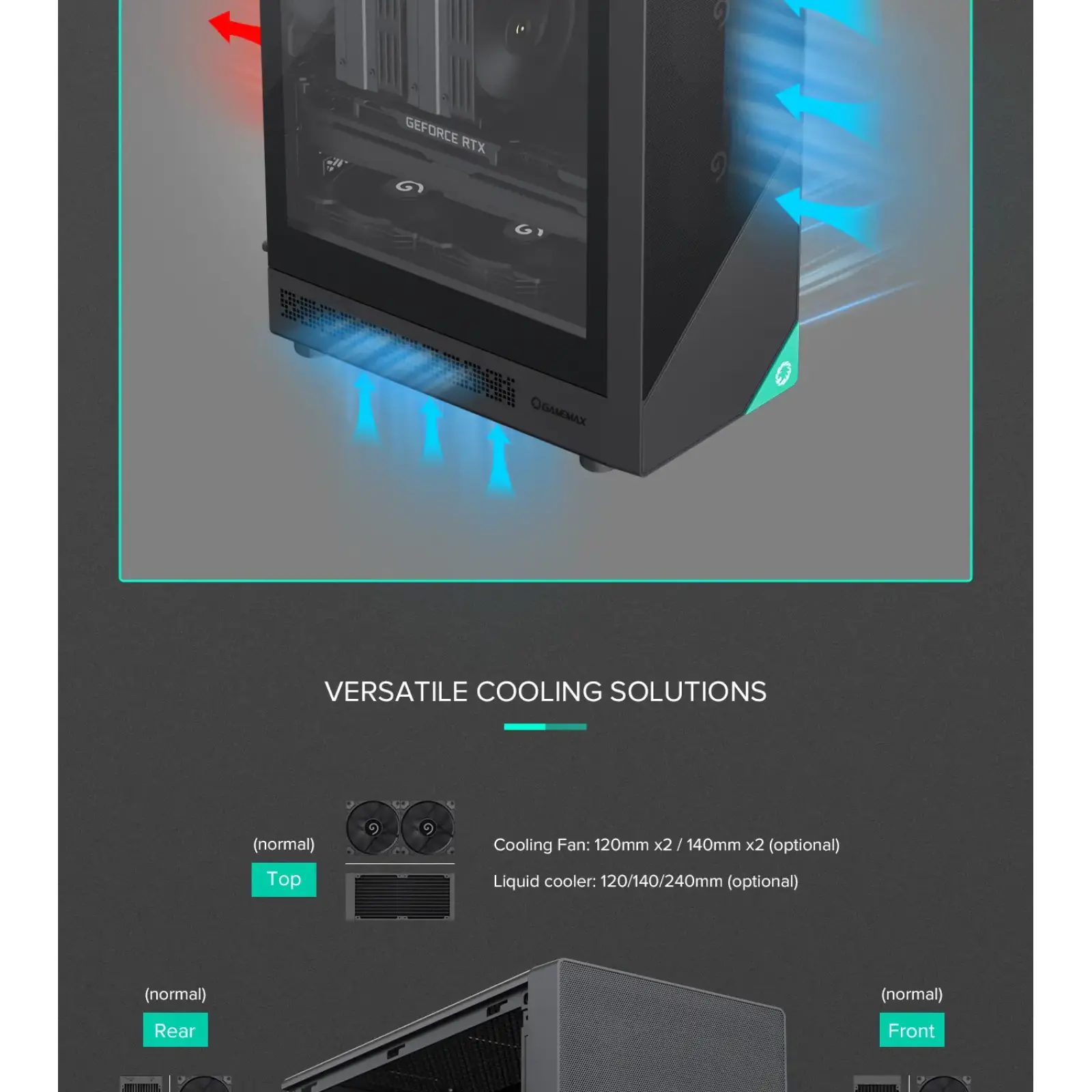 Корпус GAMEMAX комп'ютерний Mini Tower без блока живлення M-ATX, ITX,Tempered Glass,Mesh,USB2.0x1,USB3.0x1,T Focus MB UA