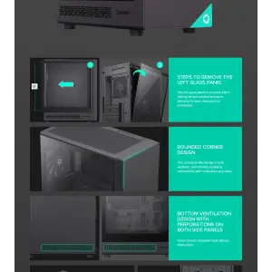 Корпус GAMEMAX комп'ютерний Mini Tower без блока живлення M-ATX, ITX,Tempered Glass,Mesh,USB2.0x1,USB3.0x1,T Focus MB UA