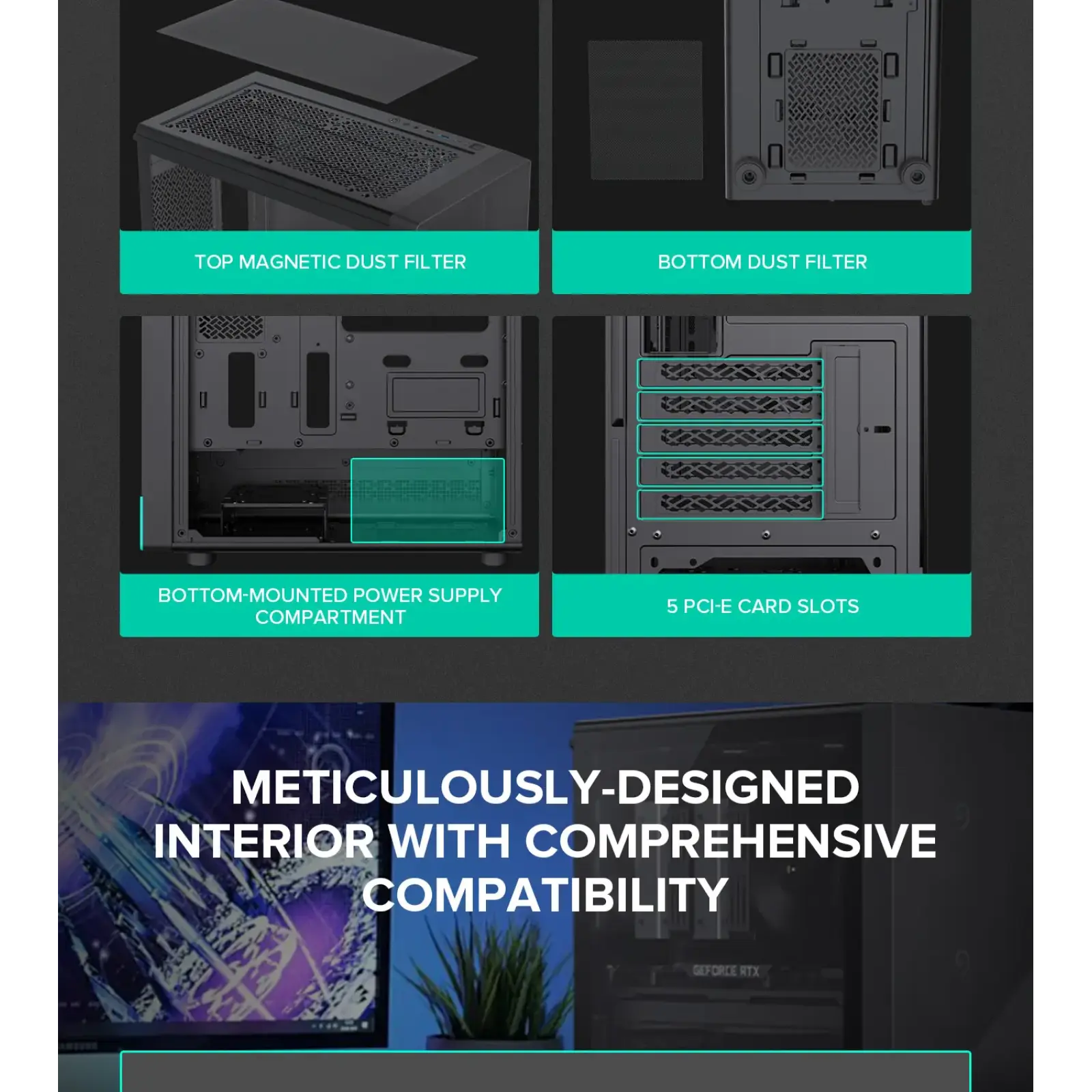 Корпус GAMEMAX комп'ютерний Mini Tower без блока живлення M-ATX, ITX,Tempered Glass,Mesh,USB2.0x1,USB3.0x1,T Focus MB UA
