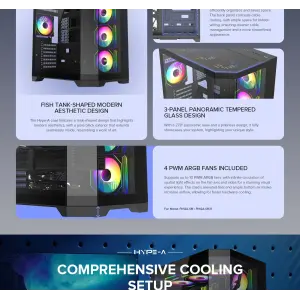 Корпус GAMEMAX комп'ютерний Midi ATX без блока живлення X,M-ATX, ITX,Tempered Glass,Metal cover, USB2.0x1 HYPE-A Black UA