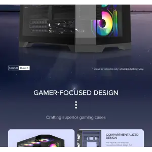 Корпус GAMEMAX комп'ютерний Midi ATX без блока живлення X,M-ATX, ITX,Tempered Glass,Metal cover, USB2.0x1 HYPE-A Black UA