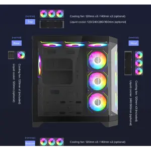 Корпус GAMEMAX комп'ютерний Midi ATX без блока живлення X,M-ATX, ITX,Tempered Glass,Metal cover, USB2.0x1 HYPE-A Black UA