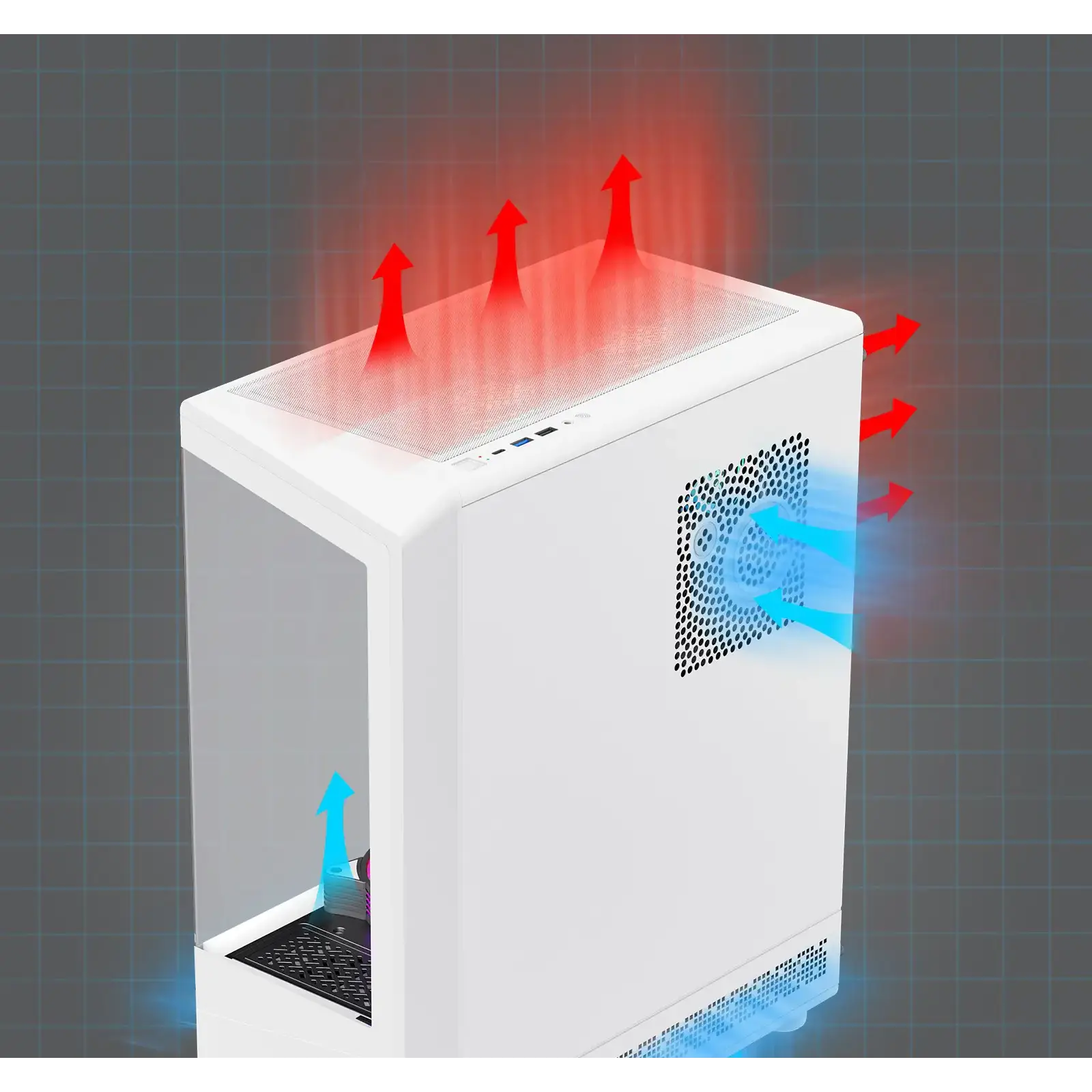 Корпус GAMEMAX комп'ютерний Midi ATX без блока живлення ATX, M-ATX, ITX, Tempered Glass, COC Turbo Fan VISTA COC AW UA