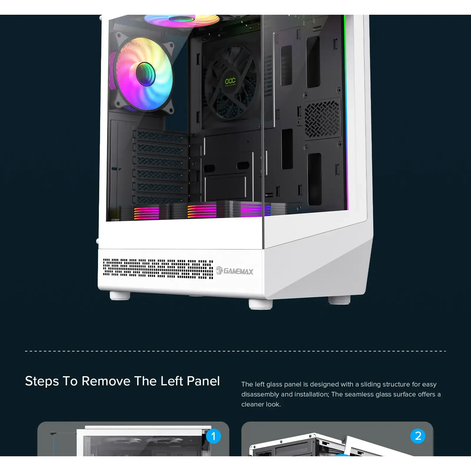 Корпус GAMEMAX комп'ютерний Midi ATX без блока живлення ATX, M-ATX, ITX, Tempered Glass, COC Turbo Fan VISTA COC AW UA