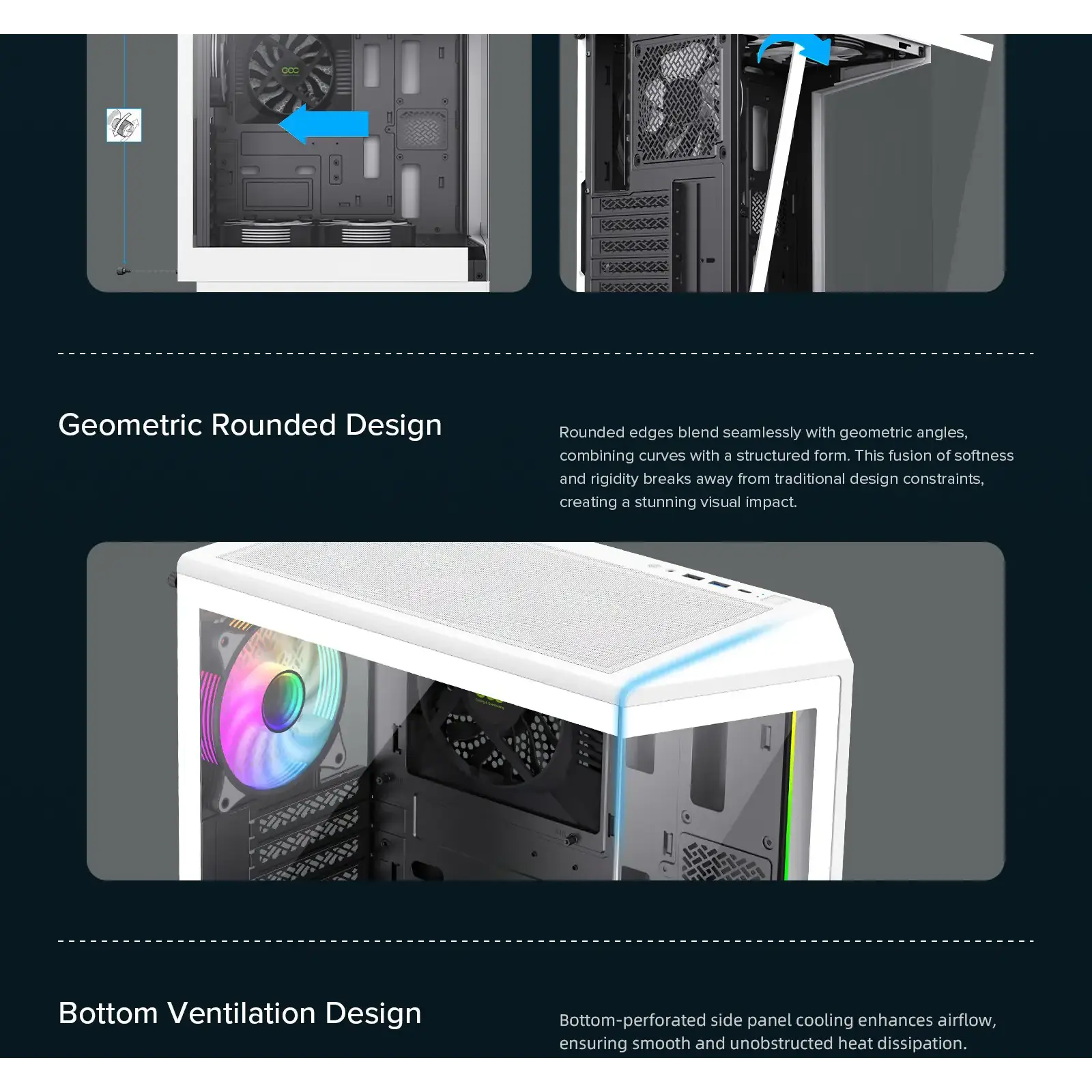 Корпус GAMEMAX комп'ютерний Midi ATX без блока живлення ATX, M-ATX, ITX, Tempered Glass, COC Turbo Fan VISTA COC AW UA