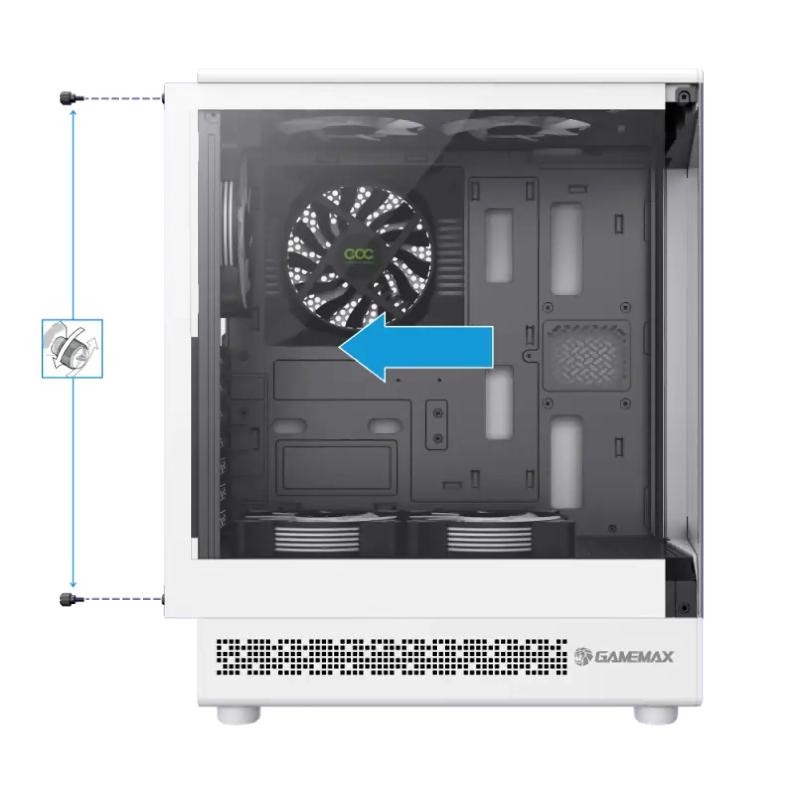Корпус GAMEMAX комп'ютерний Midi ATX без блока живлення ATX, M-ATX, ITX, Tempered Glass, COC Turbo Fan VISTA COC AW UA