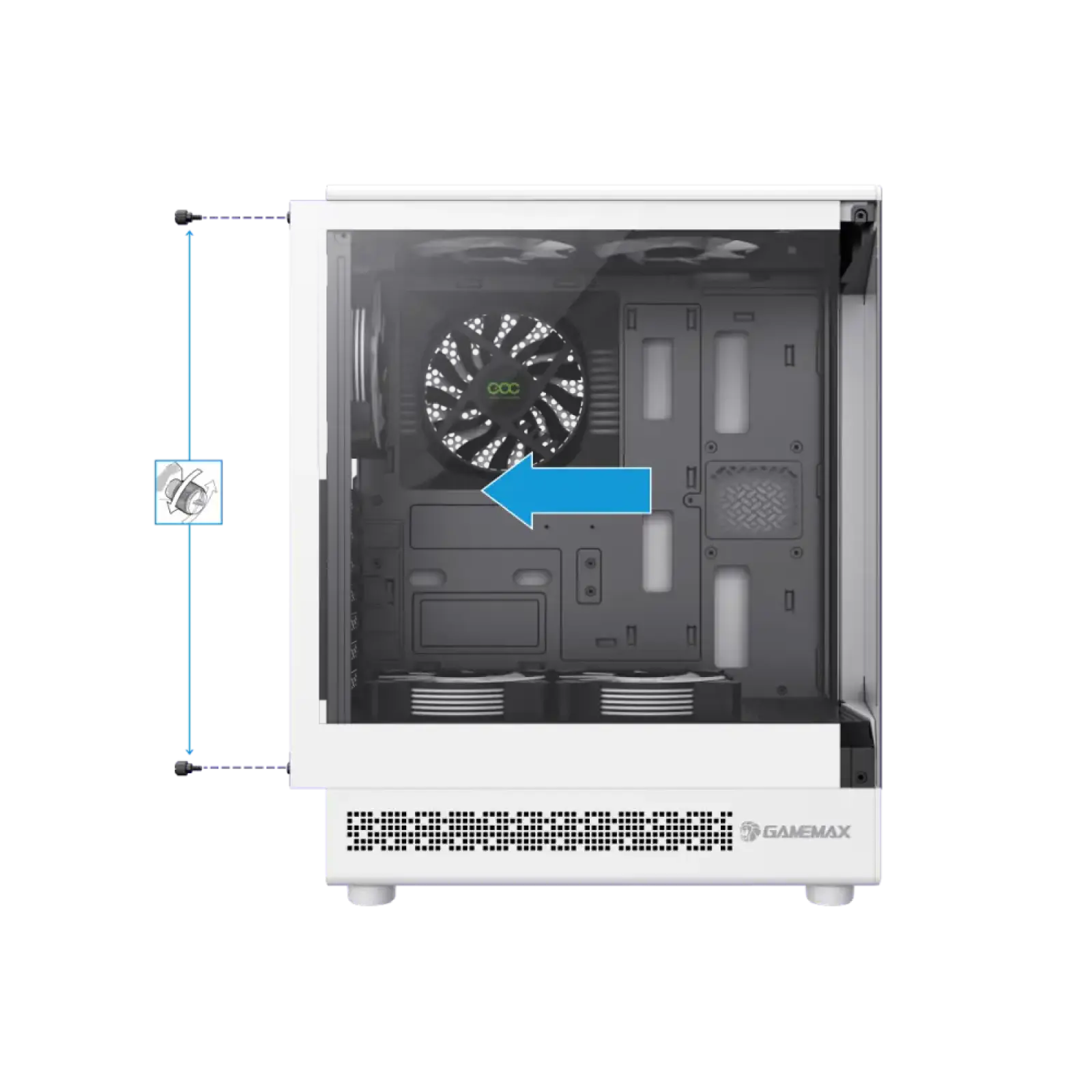 Корпус GAMEMAX комп'ютерний Midi ATX без блока живлення ATX, M-ATX, ITX, Tempered Glass, COC Turbo Fan VISTA COC AW UA