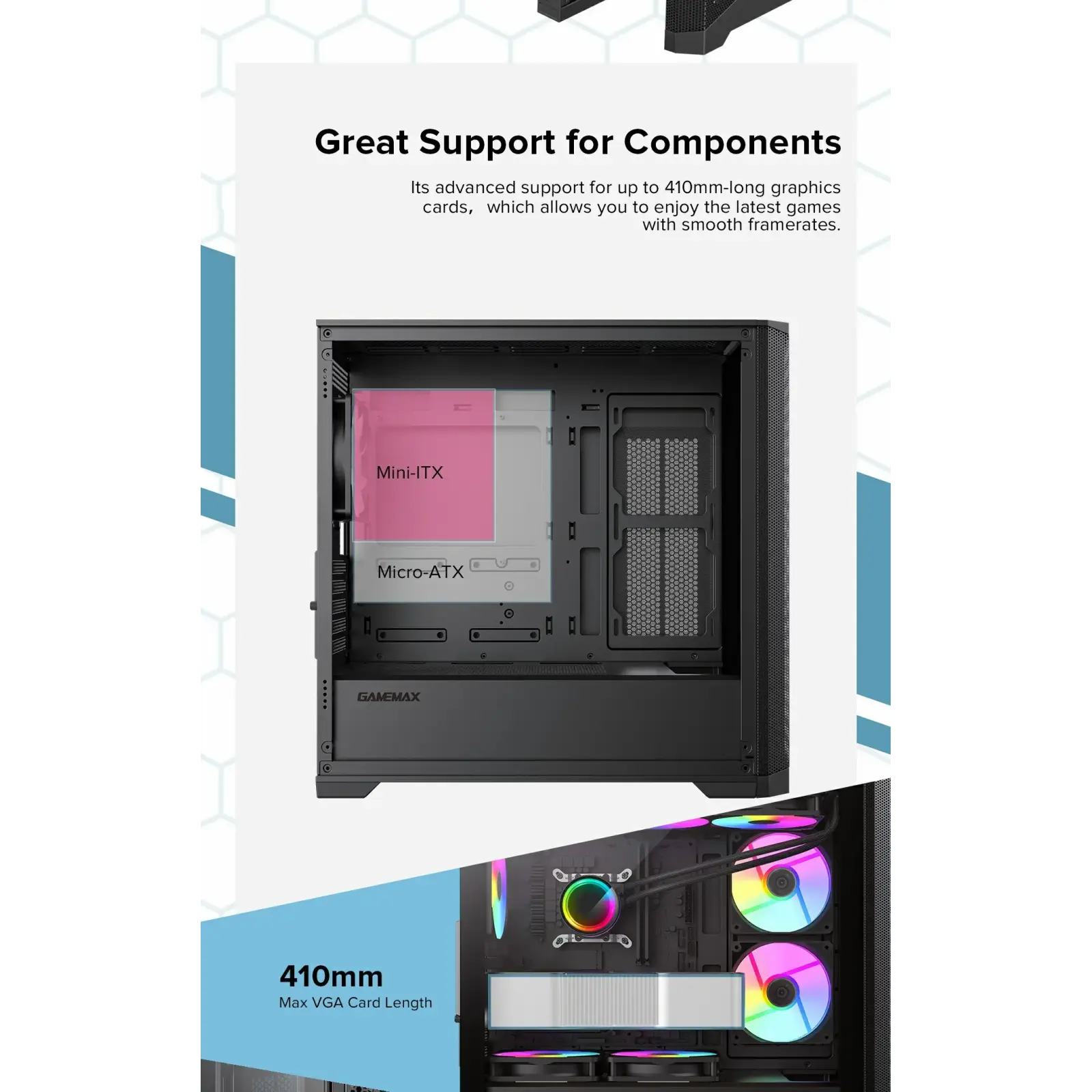 Корпус GAMEMAX Micro ATX без блока живлення , закалене скл о Destroyer MB UA