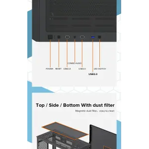 Корпус GAMEMAX Micro ATX без блока живлення , закалене скл о Destroyer MB UA