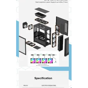 Корпус GAMEMAX Micro ATX без блока живлення , закалене скл о Destroyer MB UA