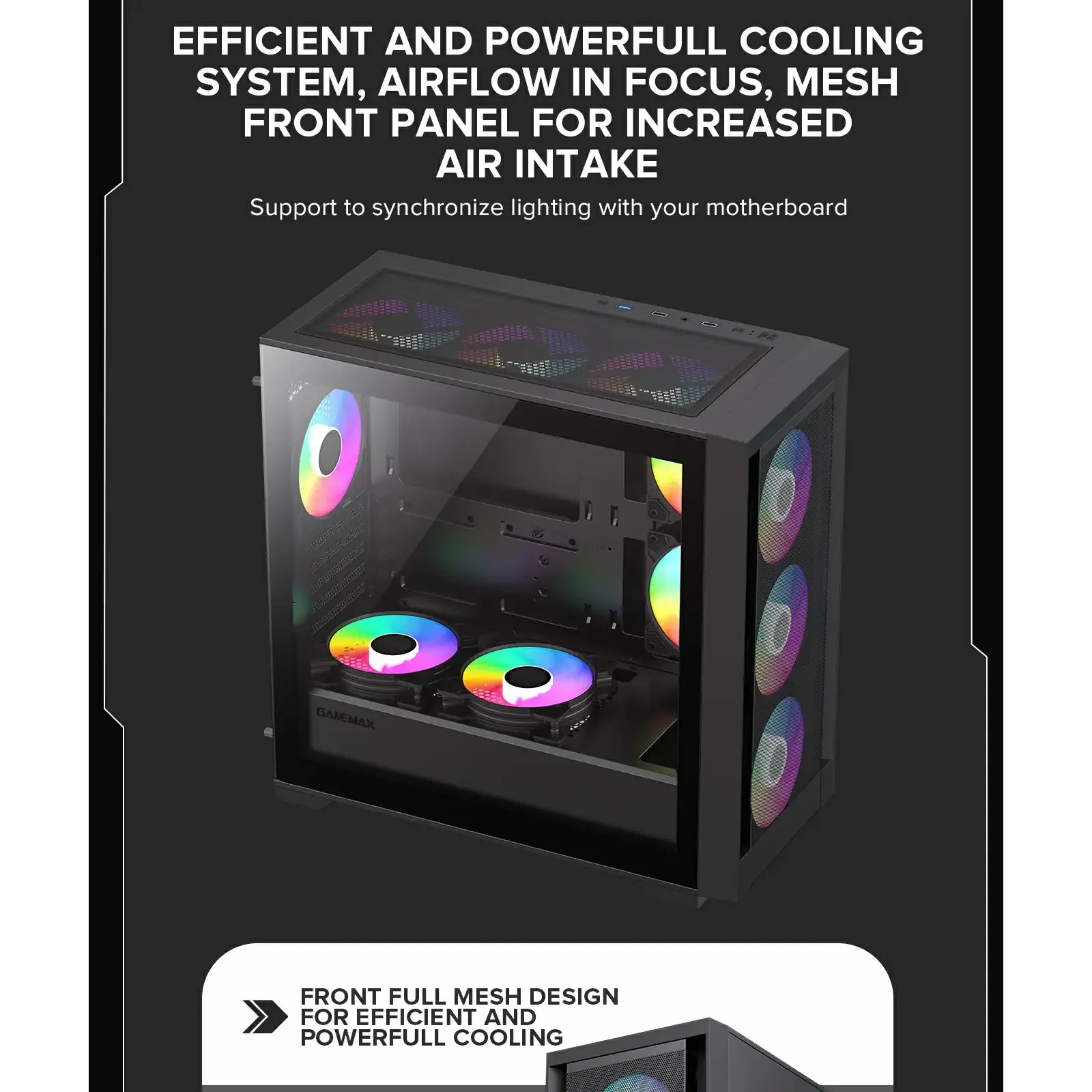 Корпус GAMEMAX Micro ATX без блока живлення , ABS пластик, сітка,закалене склоM-ATX, ITX, ABS, Mesh,Tempered Defender MB UA