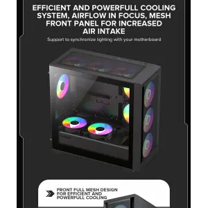 Корпус GAMEMAX Micro ATX без блока живлення , ABS пластик, сітка,закалене склоM-ATX, ITX, ABS, Mesh,Tempered Defender MB UA