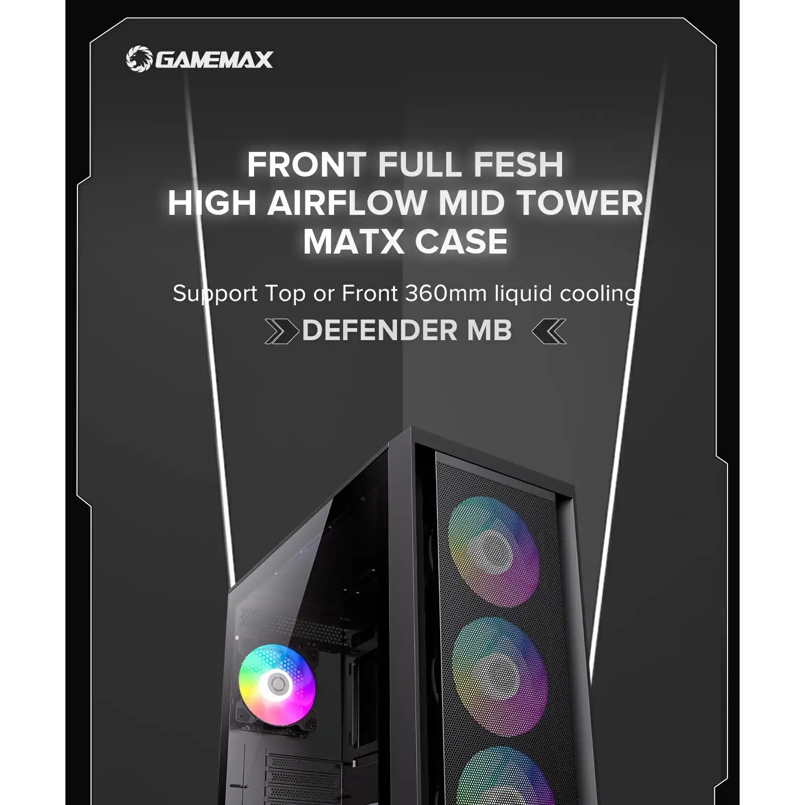 Корпус GAMEMAX Micro ATX без блока живлення , ABS пластик, сітка,закалене склоM-ATX, ITX, ABS, Mesh,Tempered Defender MB UA