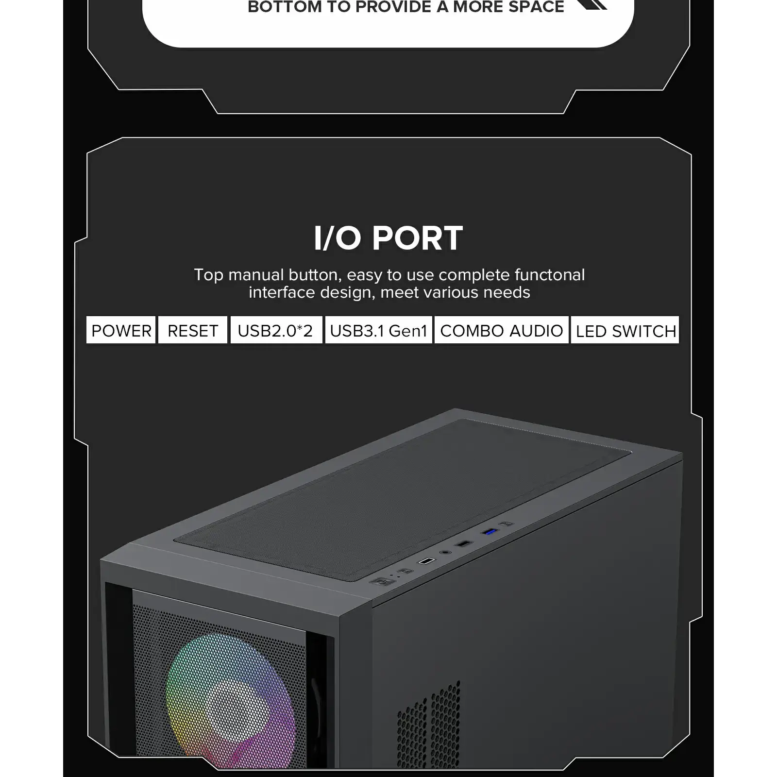 Корпус GAMEMAX Micro ATX без блока живлення , ABS пластик, сітка,закалене склоM-ATX, ITX, ABS, Mesh,Tempered Defender MB UA