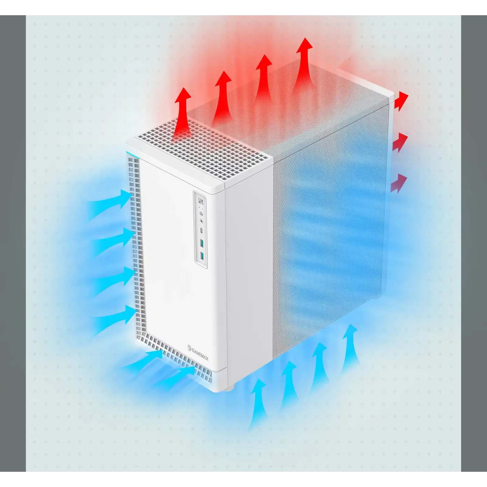 Корпус GAMEMAX комп'ютерний Midi ATX без блока живлення ATX,M-ATX,ITX,ABS ,Mesh,USB3.0x2,Type-C(Gen2) P30 WH UA