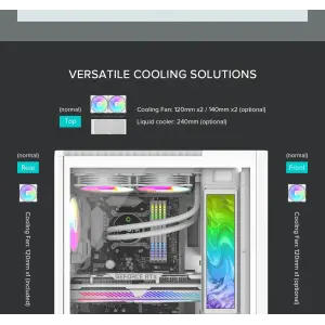 Корпус GAMEMAX комп'ютерний Midi ATX без блока живлення ATX,M-ATX,ITX,ABS ,Mesh,USB3.0x2,Type-C(Gen2) P30 WH UA