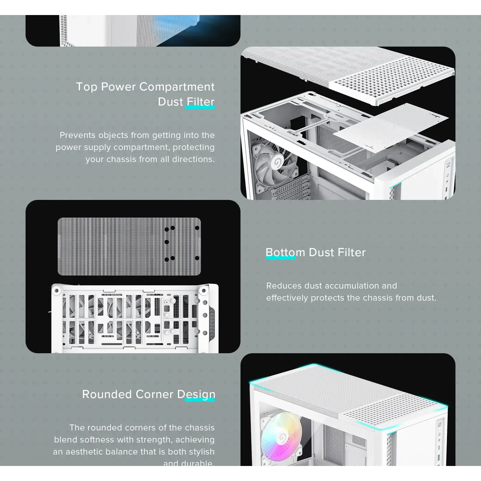 Корпус GAMEMAX комп'ютерний Midi ATX без блока живлення ATX,M-ATX,ITX,ABS ,Mesh,USB3.0x2,Type-C(Gen2) P30 WH UA