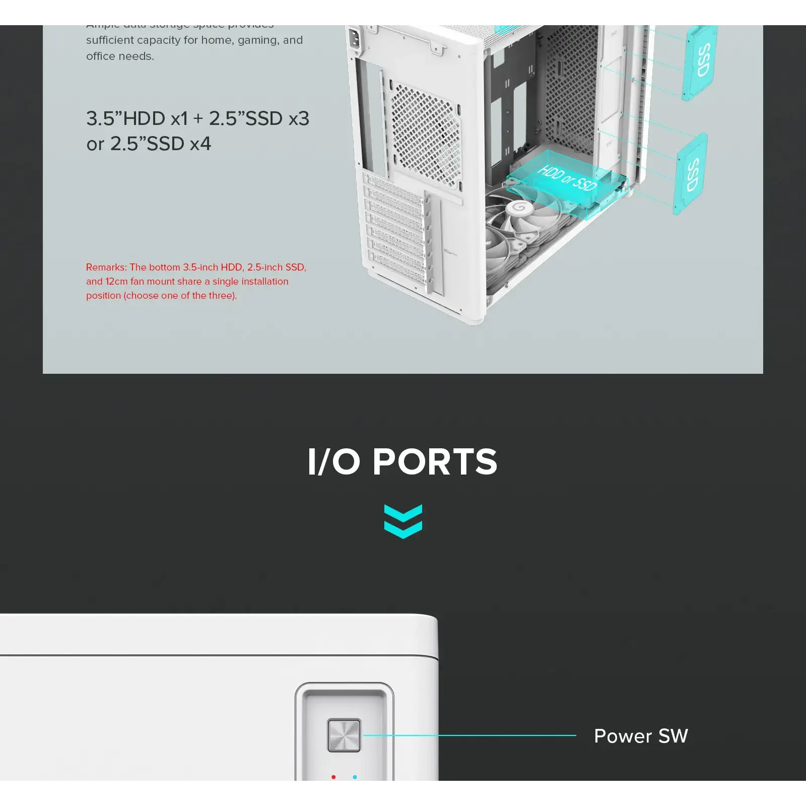 Корпус GAMEMAX комп'ютерний Midi ATX без блока живлення ATX,M-ATX,ITX,ABS ,Mesh,USB3.0x2,Type-C(Gen2) P30 WH UA