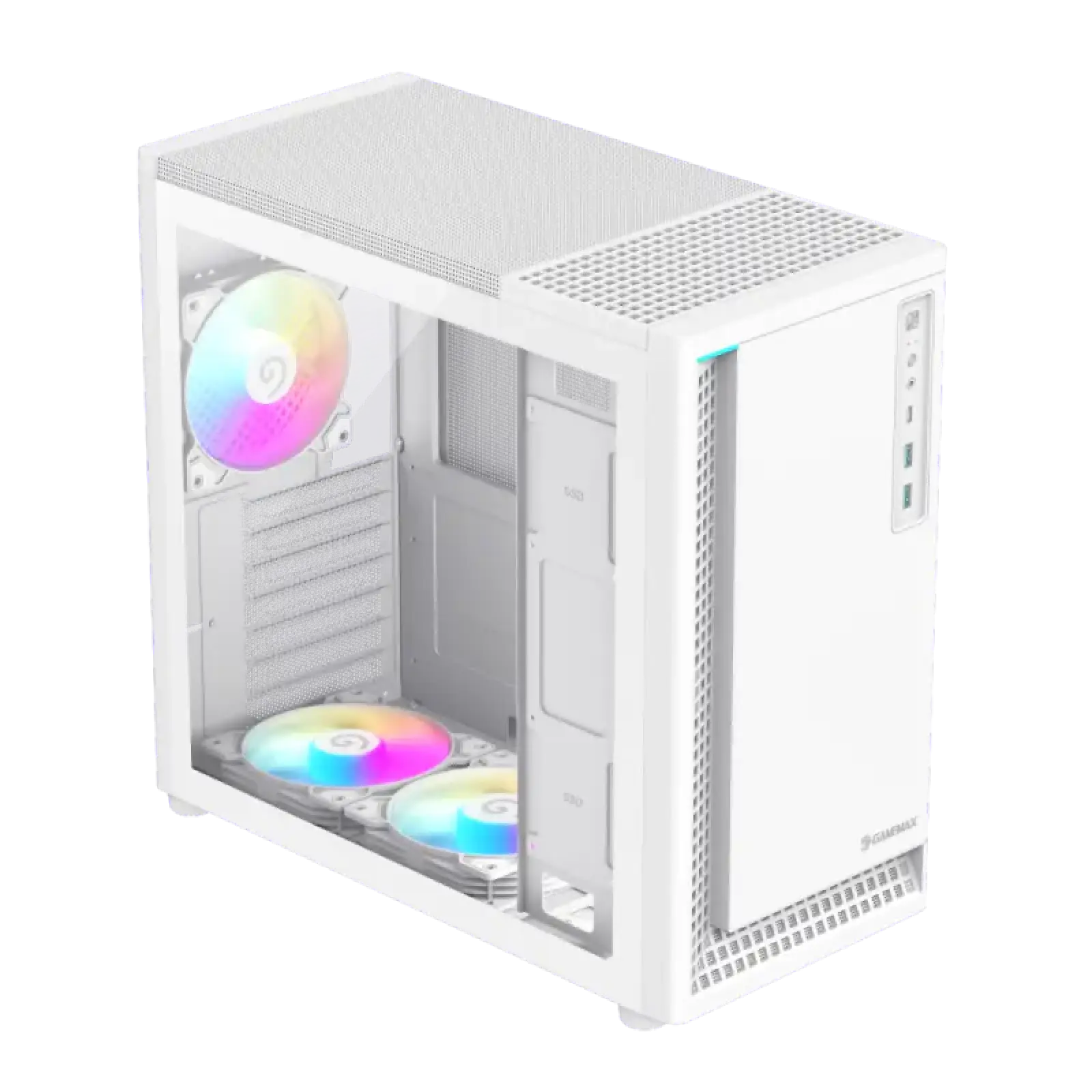 Корпус GAMEMAX комп'ютерний Midi ATX без блока живлення ATX,M-ATX,ITX,ABS ,Mesh,USB3.0x2,Type-C(Gen2) P30 WH UA