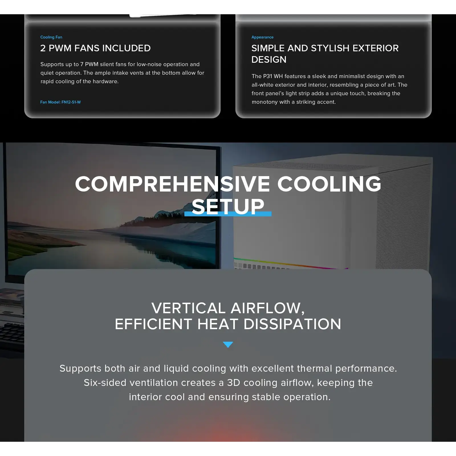 Корпус GAMEMAX комп'ютерний Midi ATX без блока живлення ATX,M-ATX,ITX,ABS ,Mesh,USB3.0x2,Type-C(Gen2) P31 WH UA