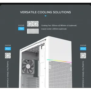 Корпус GAMEMAX комп'ютерний Midi ATX без блока живлення ATX,M-ATX,ITX,ABS ,Mesh,USB3.0x2,Type-C(Gen2) P31 WH UA