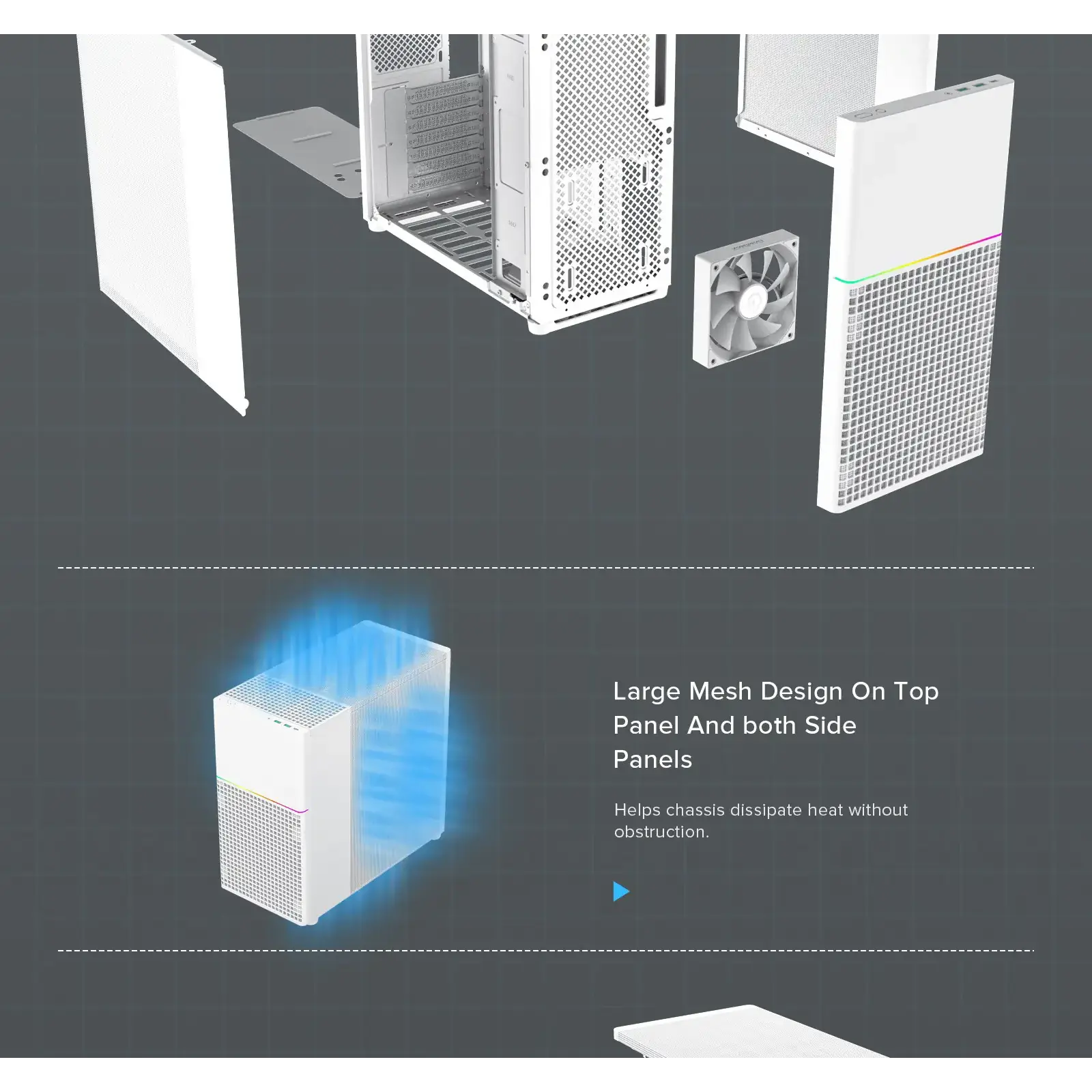 Корпус GAMEMAX комп'ютерний Midi ATX без блока живлення ATX,M-ATX,ITX,ABS ,Mesh,USB3.0x2,Type-C(Gen2) P31 WH UA
