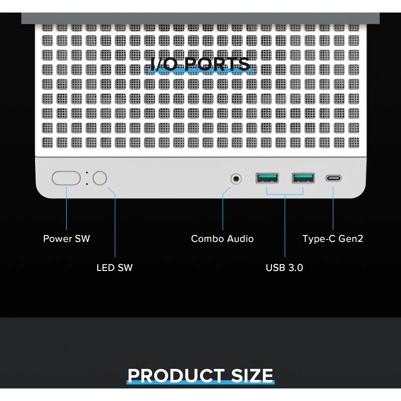Корпус GAMEMAX комп'ютерний Midi ATX без блока живлення ATX,M-ATX,ITX,ABS ,Mesh,USB3.0x2,Type-C(Gen2) P31 WH UA