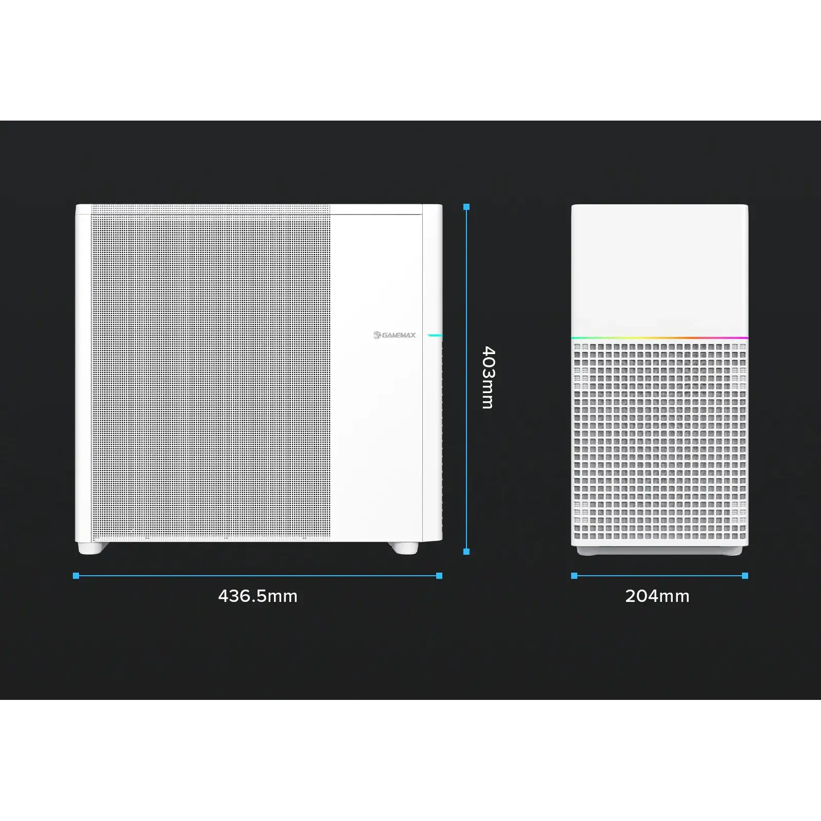 Корпус GAMEMAX комп'ютерний Midi ATX без блока живлення ATX,M-ATX,ITX,ABS ,Mesh,USB3.0x2,Type-C(Gen2) P31 WH UA