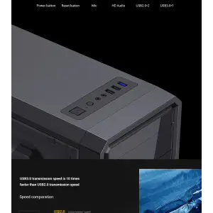 Корпус GAMEMAX Tower ATX без блока живлення, акрил, Micro-ATX, DTX,Mini-ITX, 1*usb 3.0 + 2* usb 2.0 G561E-BK UA