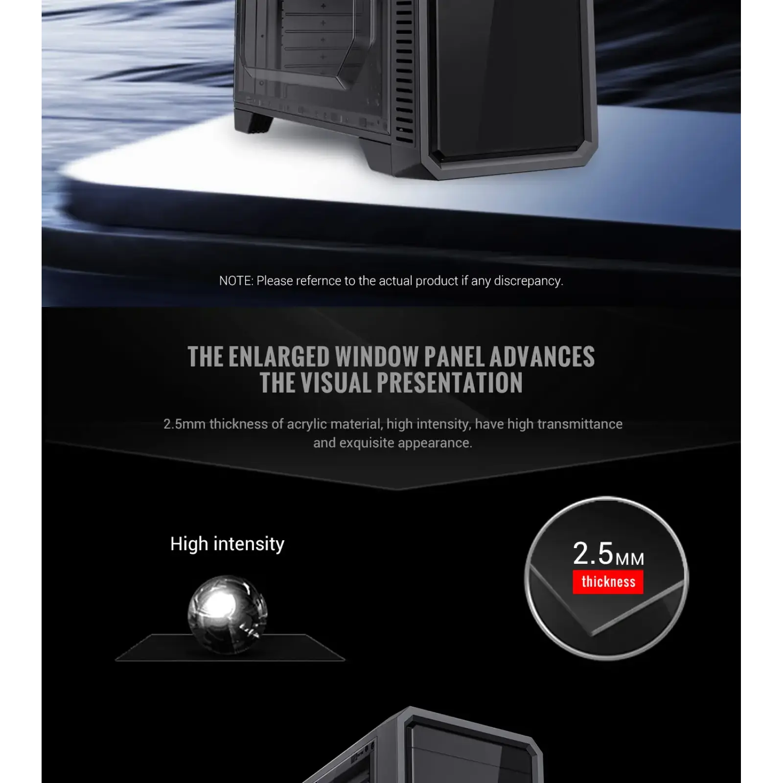 Корпус GAMEMAX Tower ATX без блока живлення, акрил, Micro-ATX, DTX,Mini-ITX, 1*usb 3.0 + 2* usb 2.0 G561E-BK UA