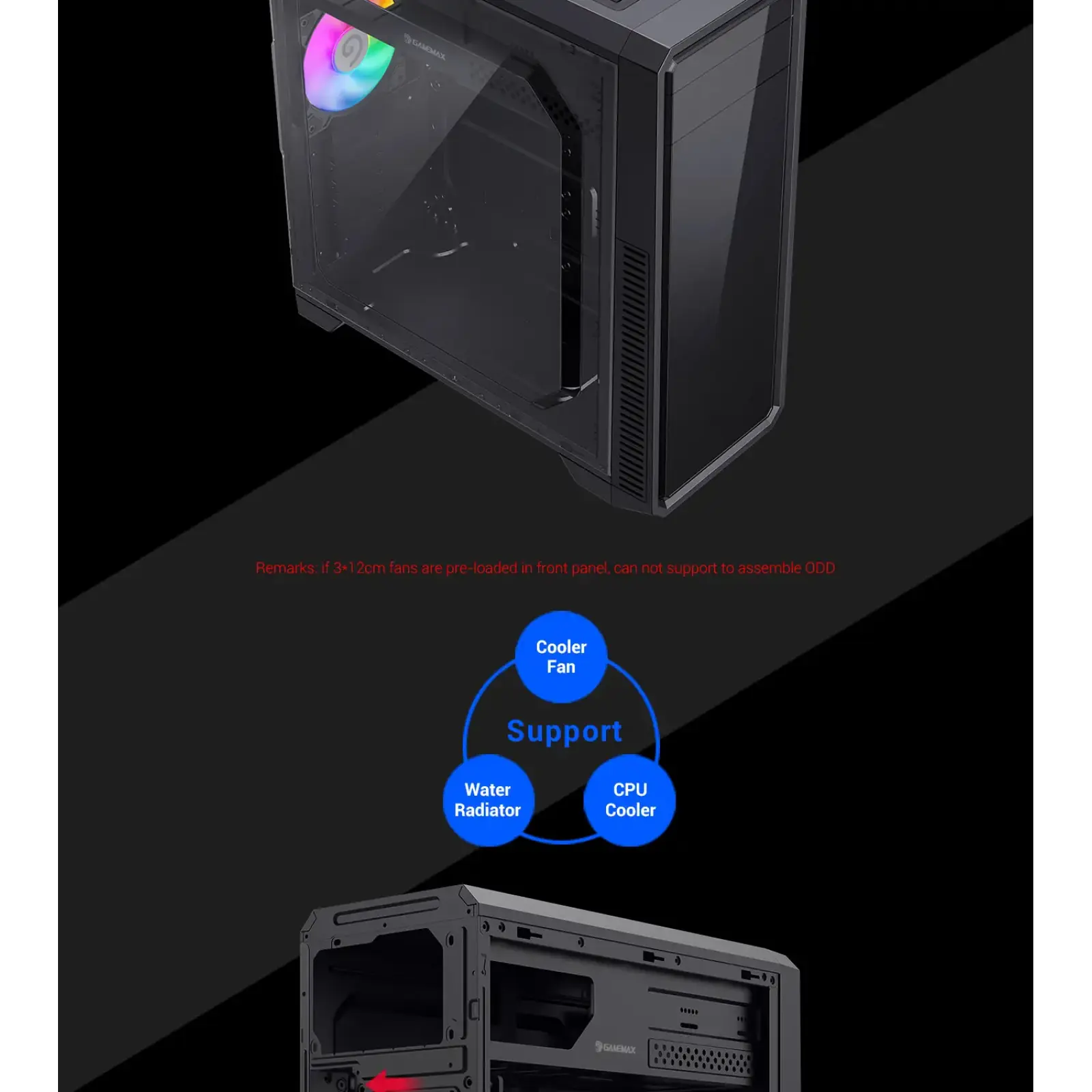 Корпус GAMEMAX Tower ATX без блока живлення, акрил, Micro-ATX, DTX,Mini-ITX, 1*usb 3.0 + 2* usb 2.0 G561E-BK UA