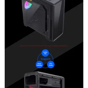 Корпус GAMEMAX Tower ATX без блока живлення, акрил, Micro-ATX, DTX,Mini-ITX, 1*usb 3.0 + 2* usb 2.0 G561E-BK UA