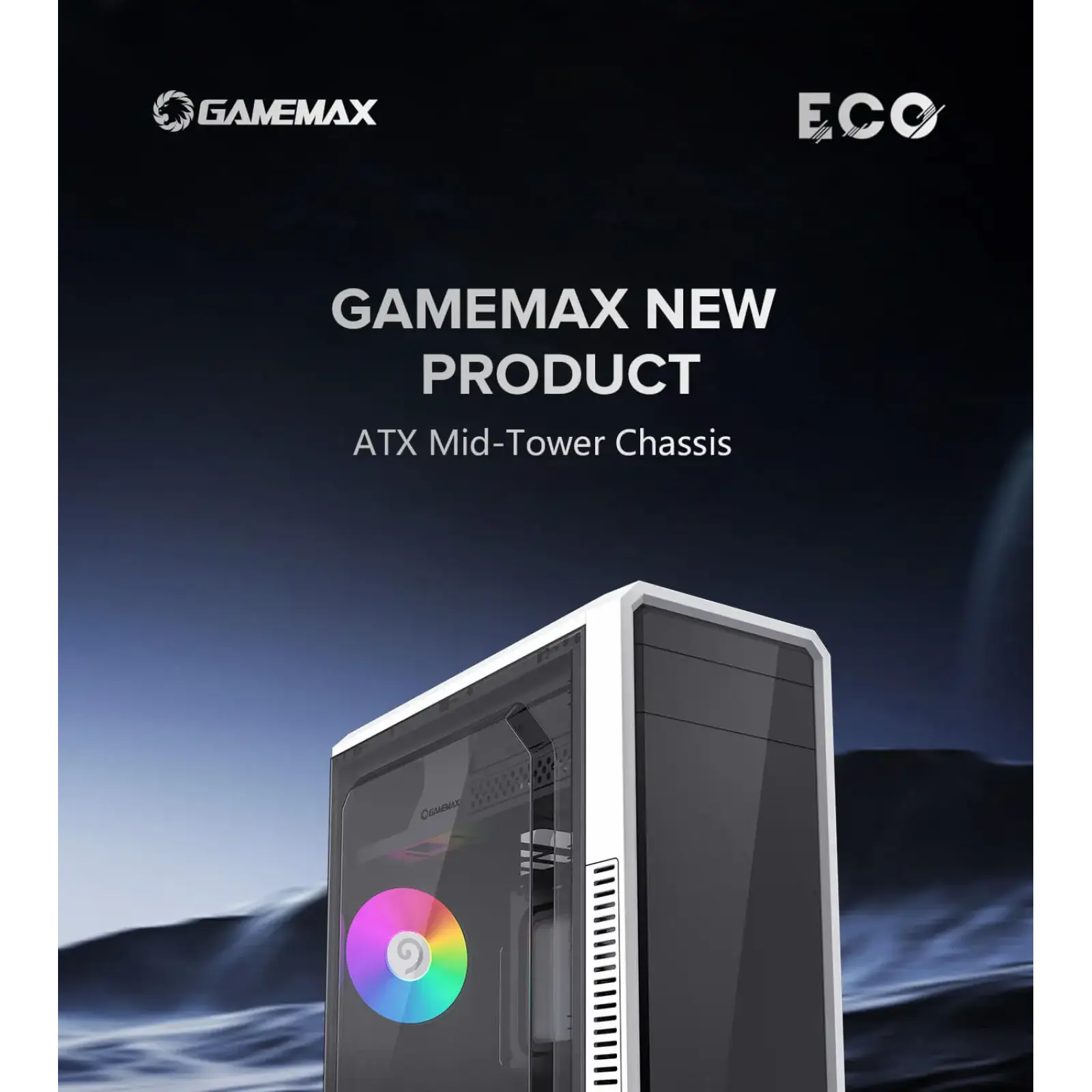 Корпус GAMEMAX Tower ATX без блока живлення, акрил, Micro-ATX, DTX,Mini-ITX, 1*usb 3.0 + 2* usb 2.0 G561E-WH UA