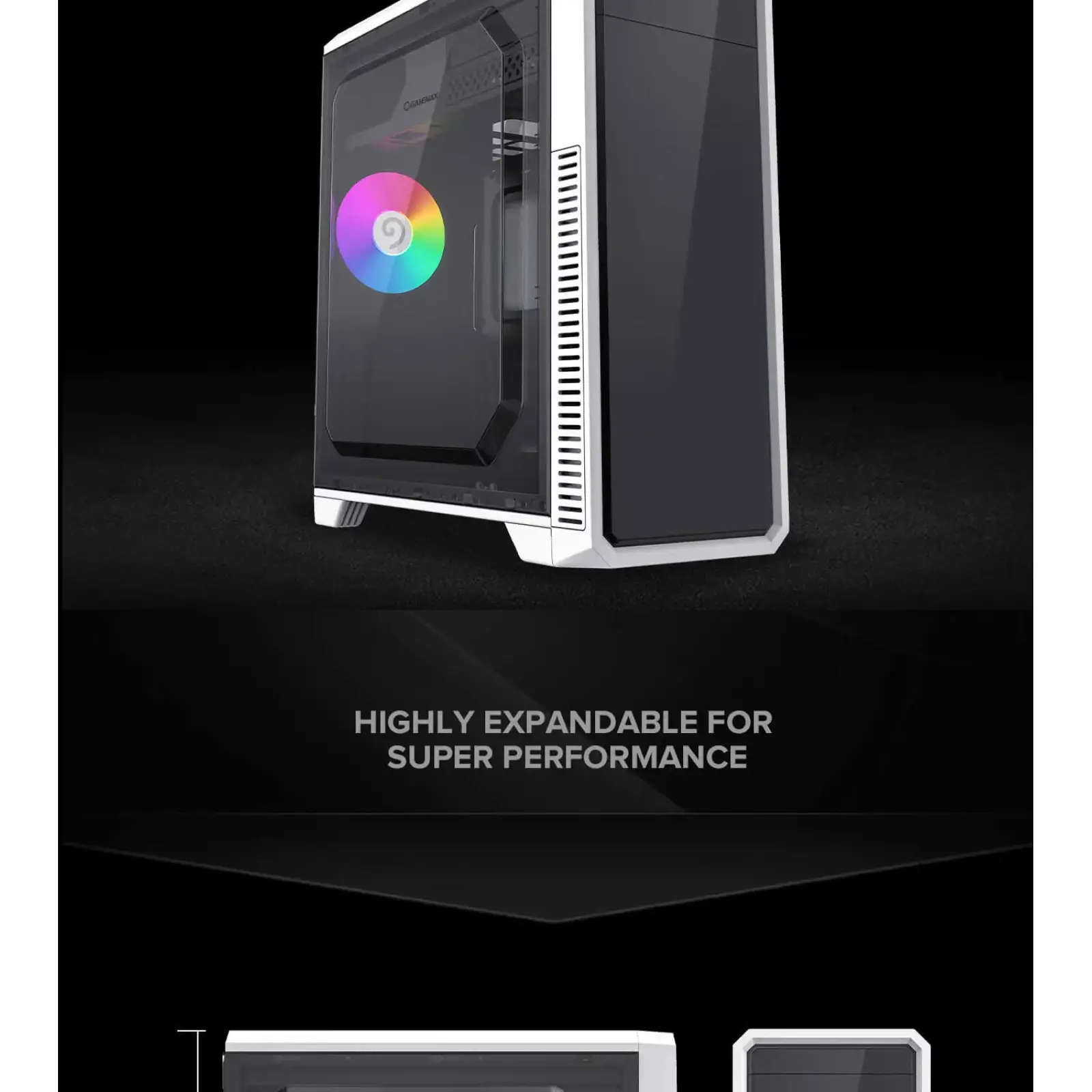 Корпус GAMEMAX Tower ATX без блока живлення, акрил, Micro-ATX, DTX,Mini-ITX, 1*usb 3.0 + 2* usb 2.0 G561E-WH UA