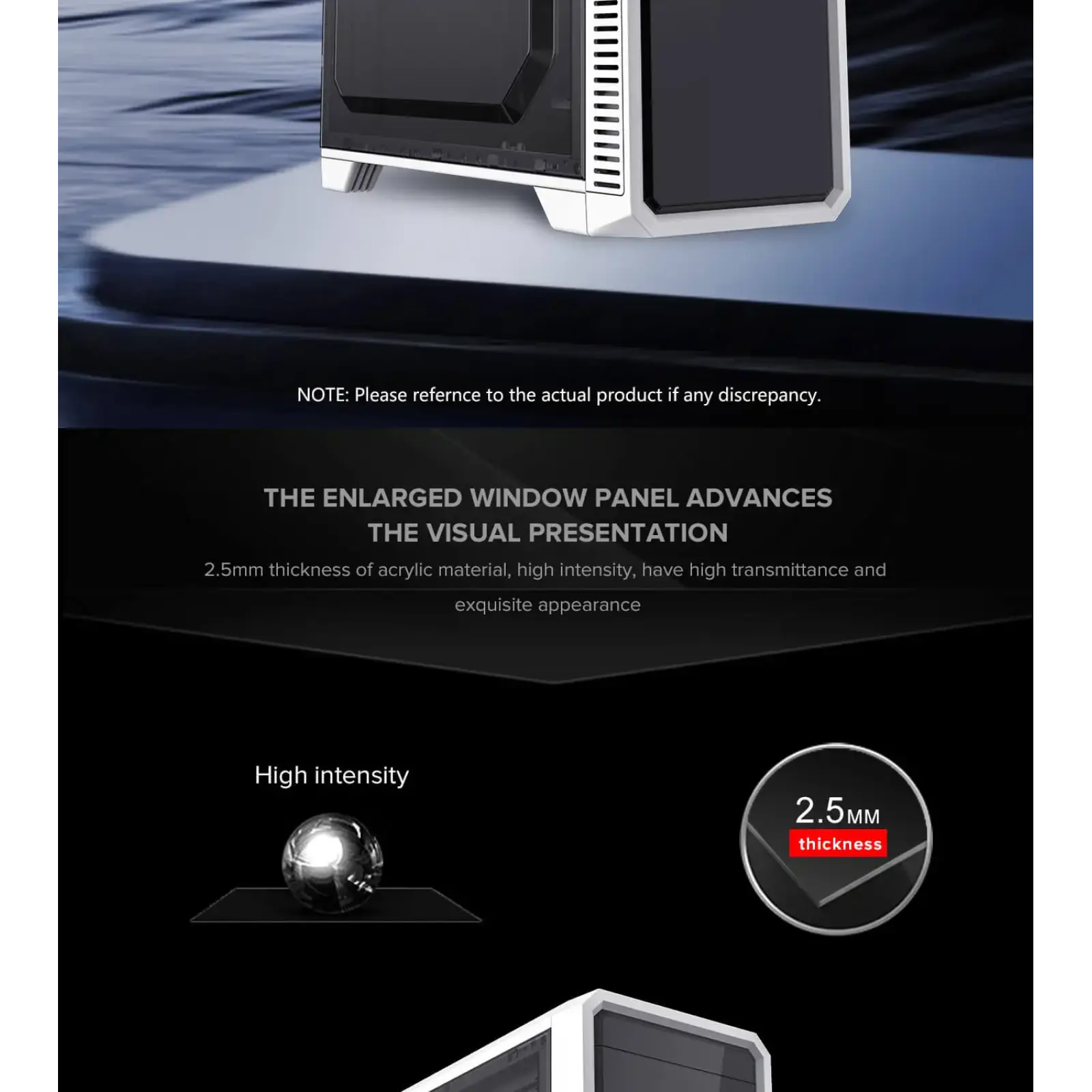 Корпус GAMEMAX Tower ATX без блока живлення, акрил, Micro-ATX, DTX,Mini-ITX, 1*usb 3.0 + 2* usb 2.0 G561E-WH UA