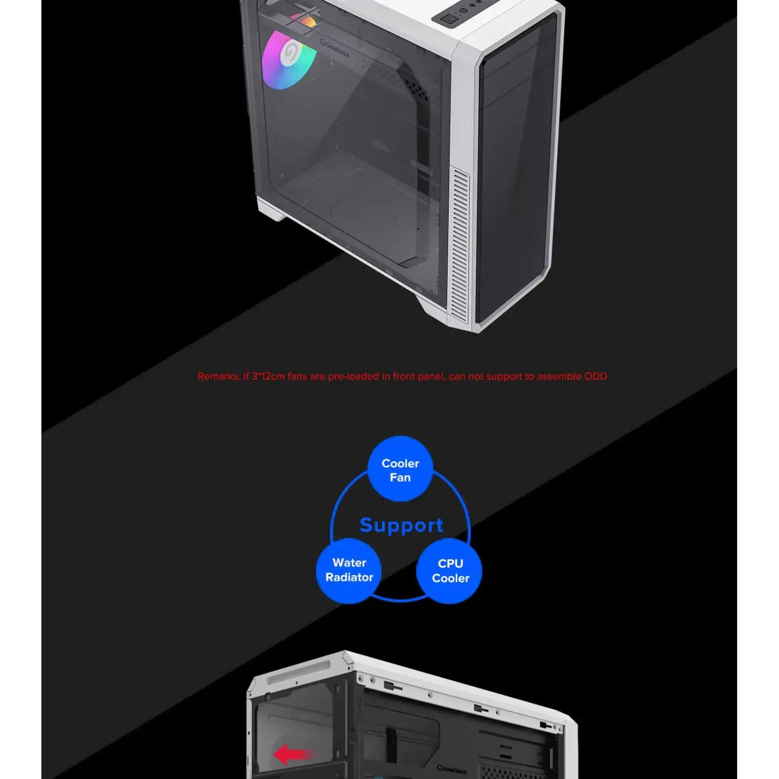 Корпус GAMEMAX Tower ATX без блока живлення, акрил, Micro-ATX, DTX,Mini-ITX, 1*usb 3.0 + 2* usb 2.0 G561E-WH UA