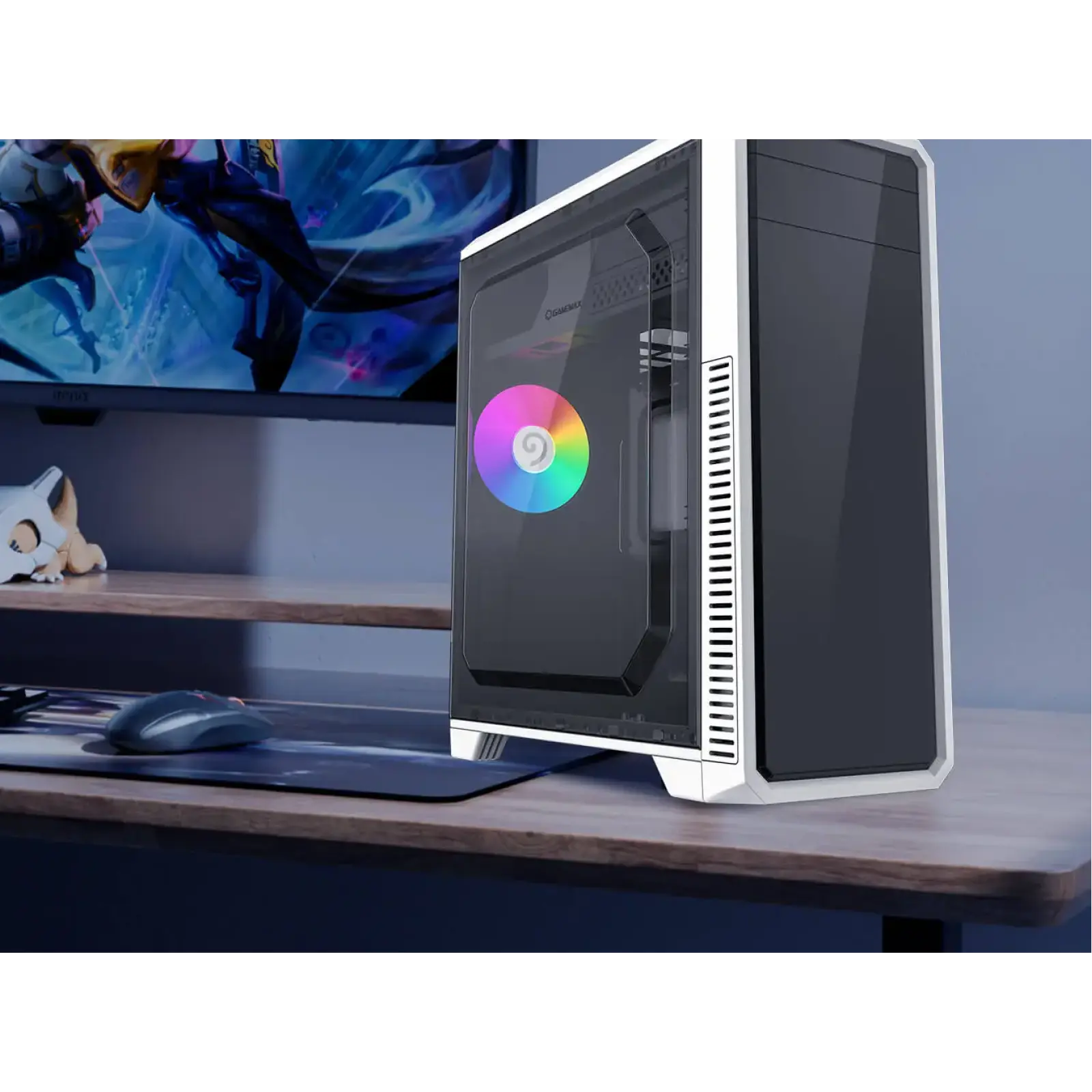 Корпус GAMEMAX Tower ATX без блока живлення, акрил, Micro-ATX, DTX,Mini-ITX, 1*usb 3.0 + 2* usb 2.0 G561E-WH UA