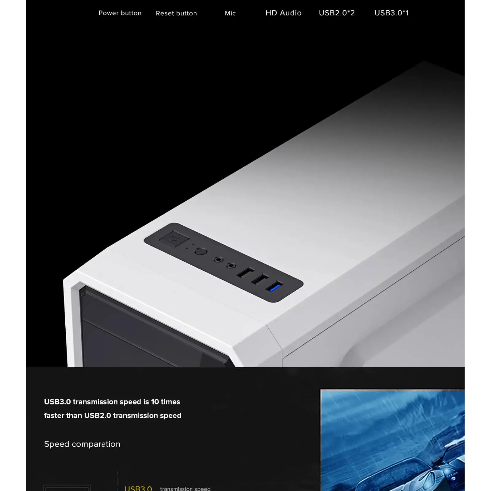 Корпус GAMEMAX Tower ATX без блока живлення, акрил, Micro-ATX, DTX,Mini-ITX, 1*usb 3.0 + 2* usb 2.0 G561E-WH UA