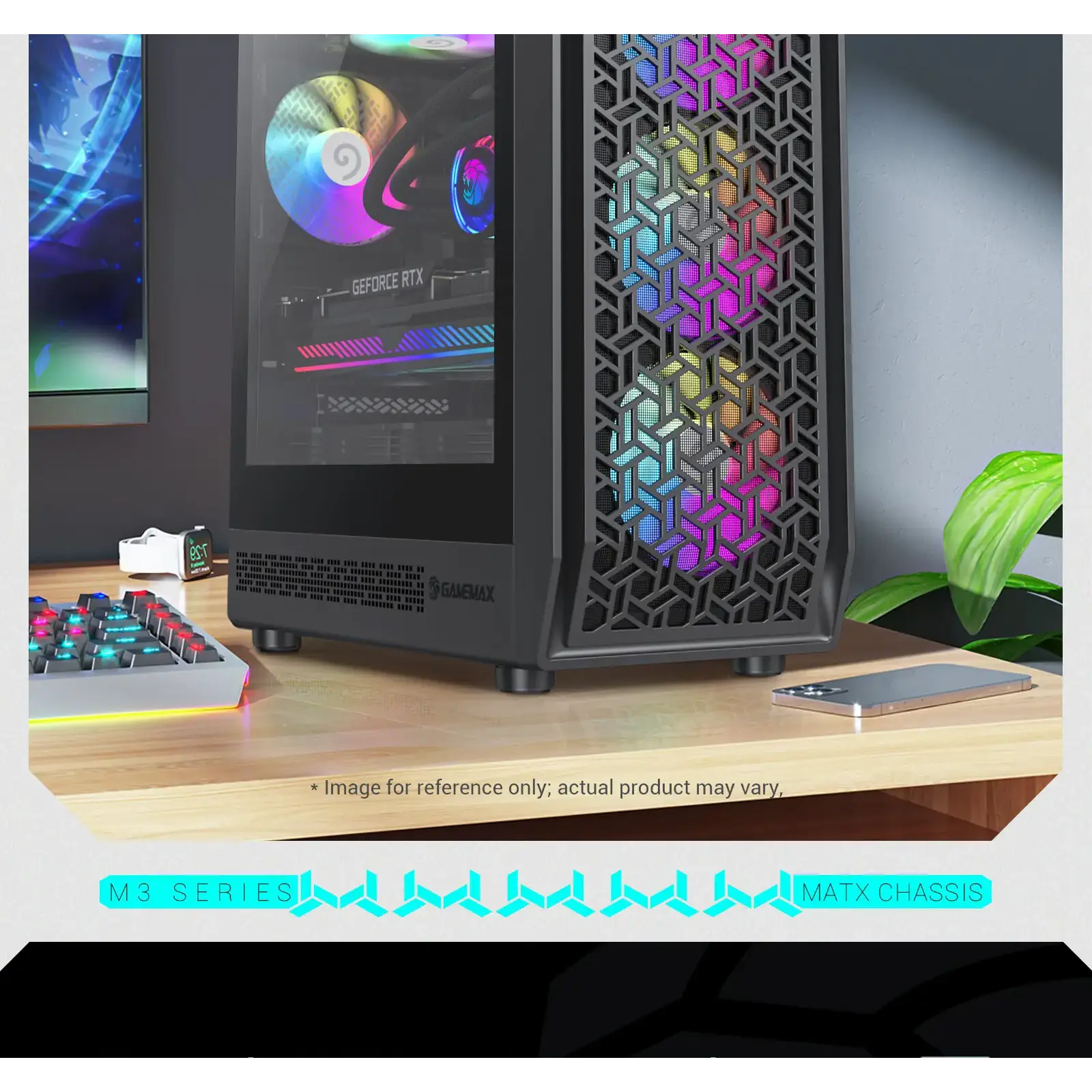 Корпус GAMEMAX Micro ATX без блока живлення , загартоване склоM-ATX、ITX 1*usb 3.0 + 1* usb 2.0+ Type C, Co Forge COC UA