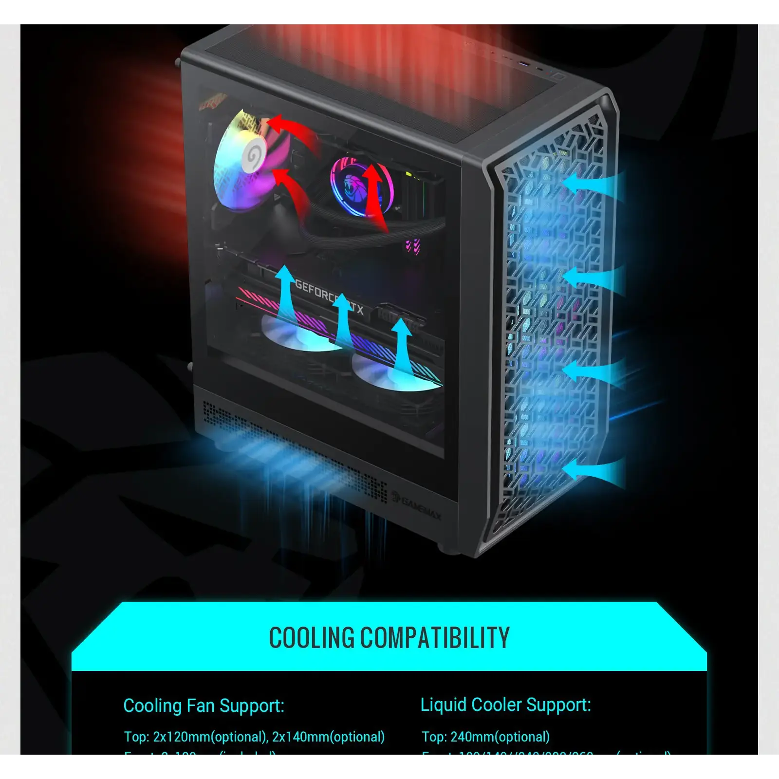 Корпус GAMEMAX Micro ATX без блока живлення , загартоване склоM-ATX、ITX 1*usb 3.0 + 1* usb 2.0+ Type C, Co Forge COC UA