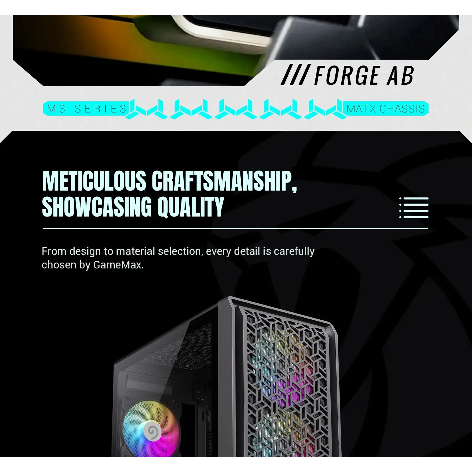 Корпус GAMEMAX Micro ATX без блока живлення , загартоване склоM-ATX、ITX 1*usb 3.0 + 1* usb 2.0+ Type C, Co Forge COC UA