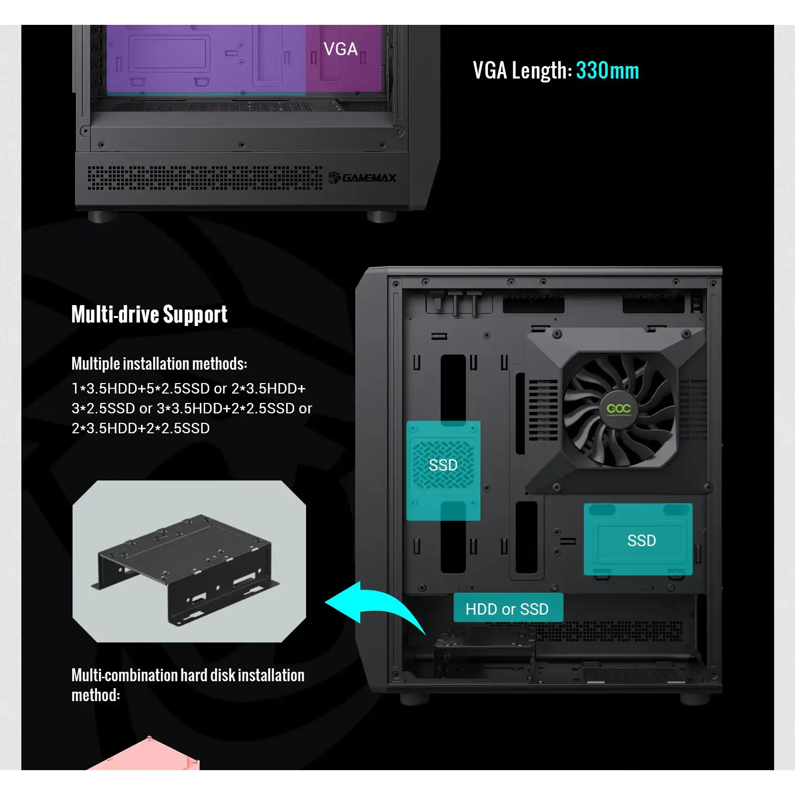 Корпус GAMEMAX Micro ATX без блока живлення , загартоване склоM-ATX、ITX 1*usb 3.0 + 1* usb 2.0+ Type C, Co Forge COC UA