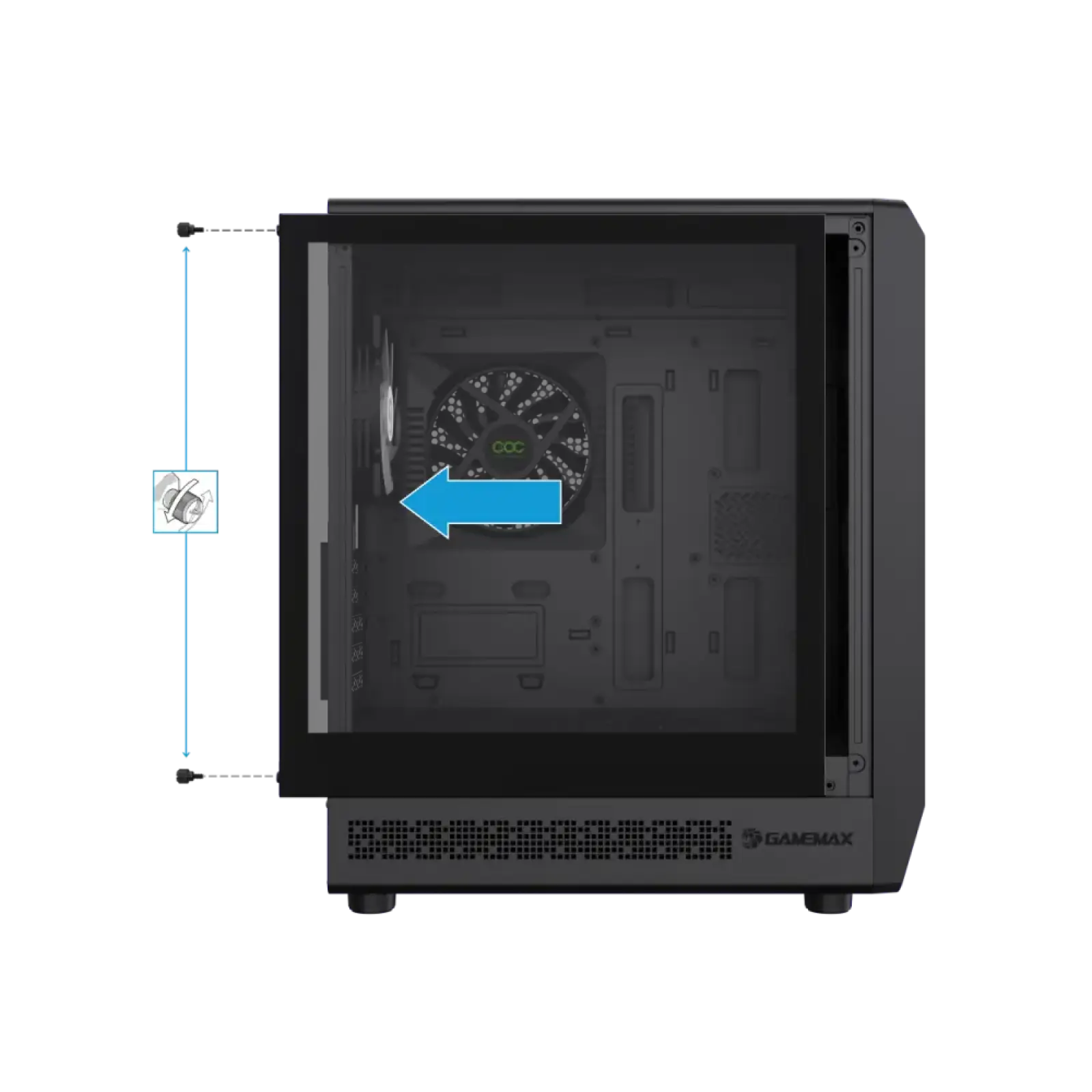 Корпус GAMEMAX Micro ATX без блока живлення , загартоване склоM-ATX、ITX 1*usb 3.0 + 1* usb 2.0+ Type C, Co Forge COC UA