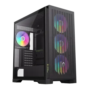 Корпус GAMEMAX Tower E-ATX без блока живлення , загартован е скло E-ATX,ATX, M-ATX,ITX, Tempered Glass,Mesh,2 LEADER 2 BK UA