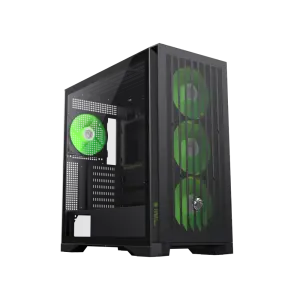 Корпус GAMEMAX Tower E-ATX без блока живлення , загартован е скло E-ATX,ATX, M-ATX,ITX, Tempered Glass,Mesh,2 LEADER 2 BK UA